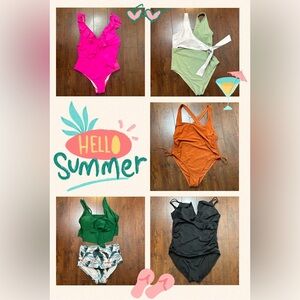 Women One Piece Swimsuit Sz L
